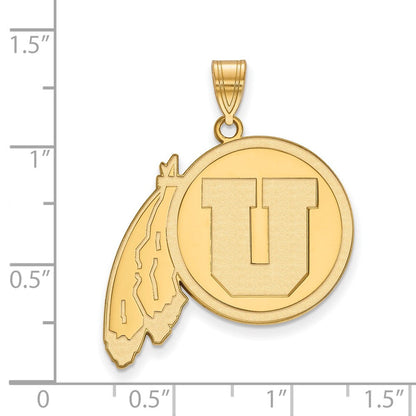 10K Gelbgold Logoart University Of Utah Extra Groß Anhänger