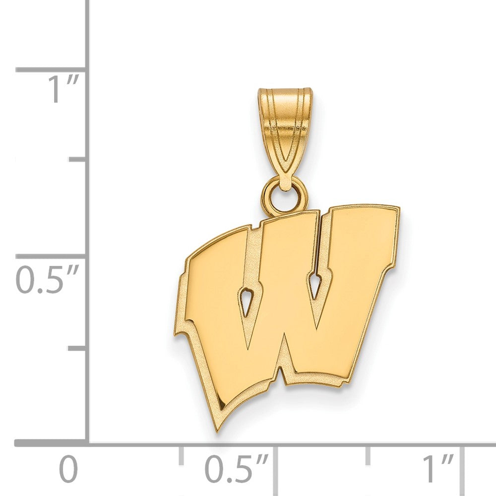 14K Gelbgold Logoart University Of Wisconsin Buchstabe W Mittel Anhänger