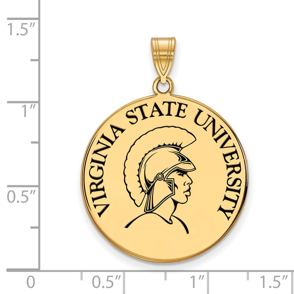 Vergoldet Sterlingsilber Logoart Virginia State University Extra Groß Emailliert Plättchen Anhänger