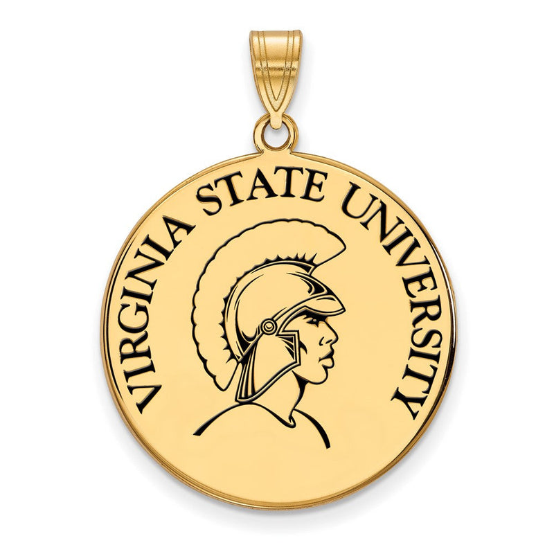 Vergoldet Sterlingsilber Logoart Virginia State University Extra Groß Emailliert Plättchen Anhänger
