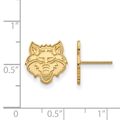 10K Gelbgold Logoart Arkansas State University Wolf Klein Ohrstecker