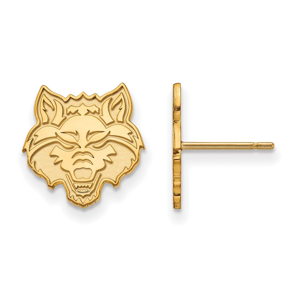 10K Gelbgold Logoart Arkansas State University Wolf Klein Ohrstecker