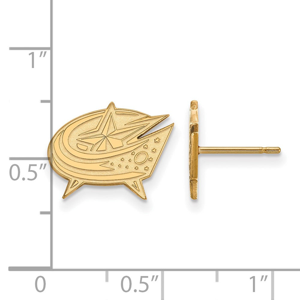 14K Gelbgold Nhl Logoart Columbus Blau Jacken Klein Ohrstecker