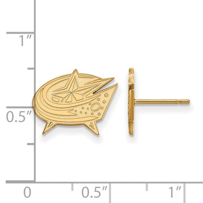 14K Gelbgold Nhl Logoart Columbus Blau Jacken Klein Ohrstecker