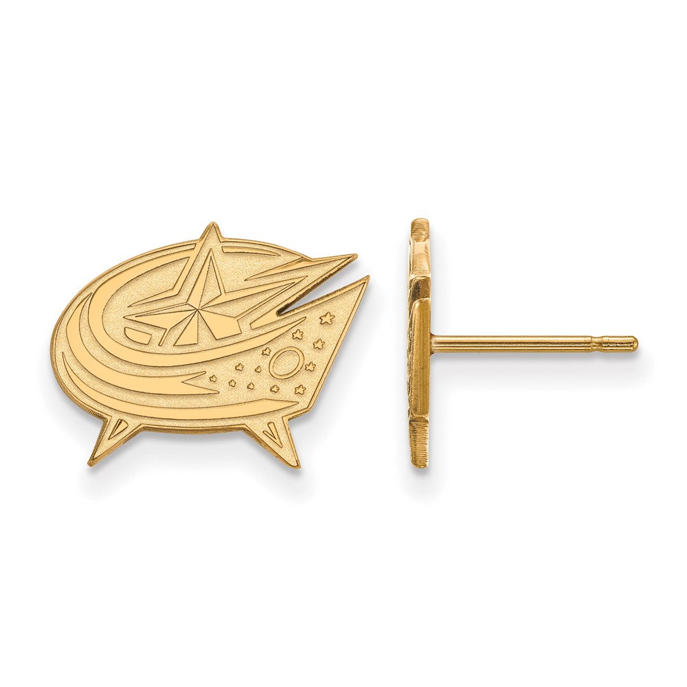 14K Gelbgold Nhl Logoart Columbus Blau Jacken Klein Ohrstecker