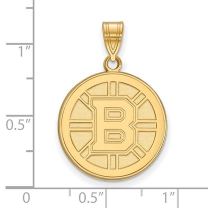 10K Gelbgold Nhl Logoart Boston Bruins Groß Anhänger