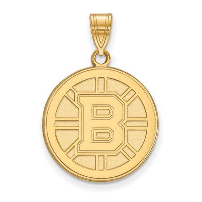 Vergoldet Sterlingsilber Nhl Logoart Boston Bruins Groß Anhänger
