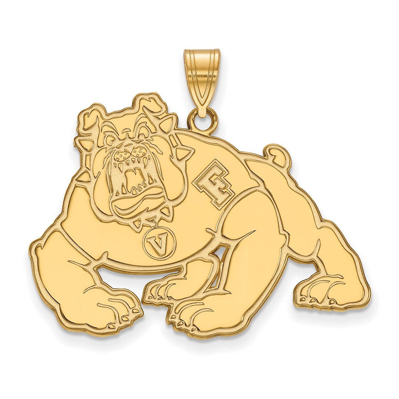 Vergoldet Sterlingsilber Logoart California State University Fresno Bulldog Extra Groß Anhänger