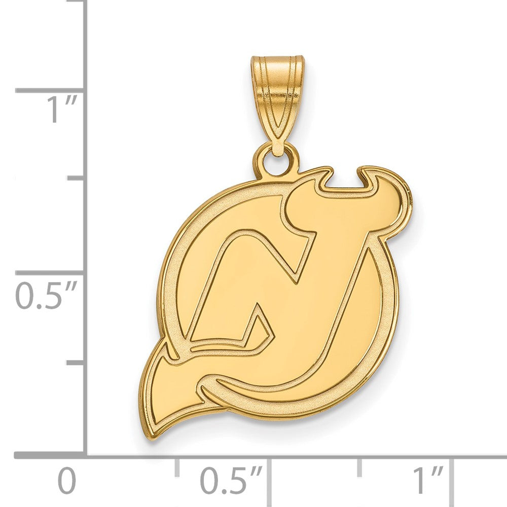 10K Gelbgold Nhl Logoart New Trikot Devils Groß Anhänger