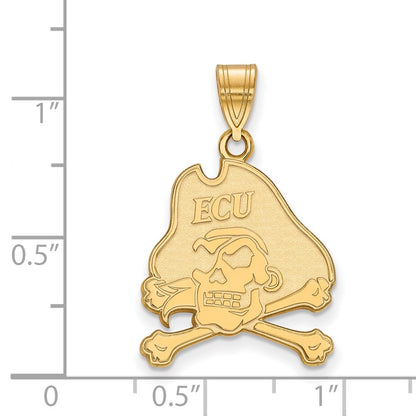 10K Gelbgold Logoart Ost Carolina University Pirat Groß Anhänger
