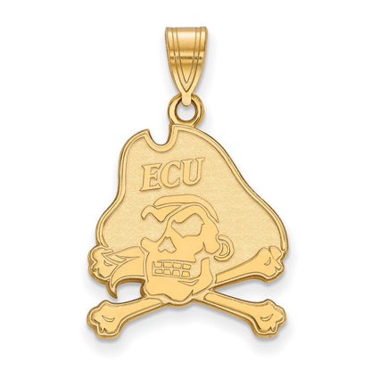 10K Gelbgold Logoart Ost Carolina University Pirat Groß Anhänger
