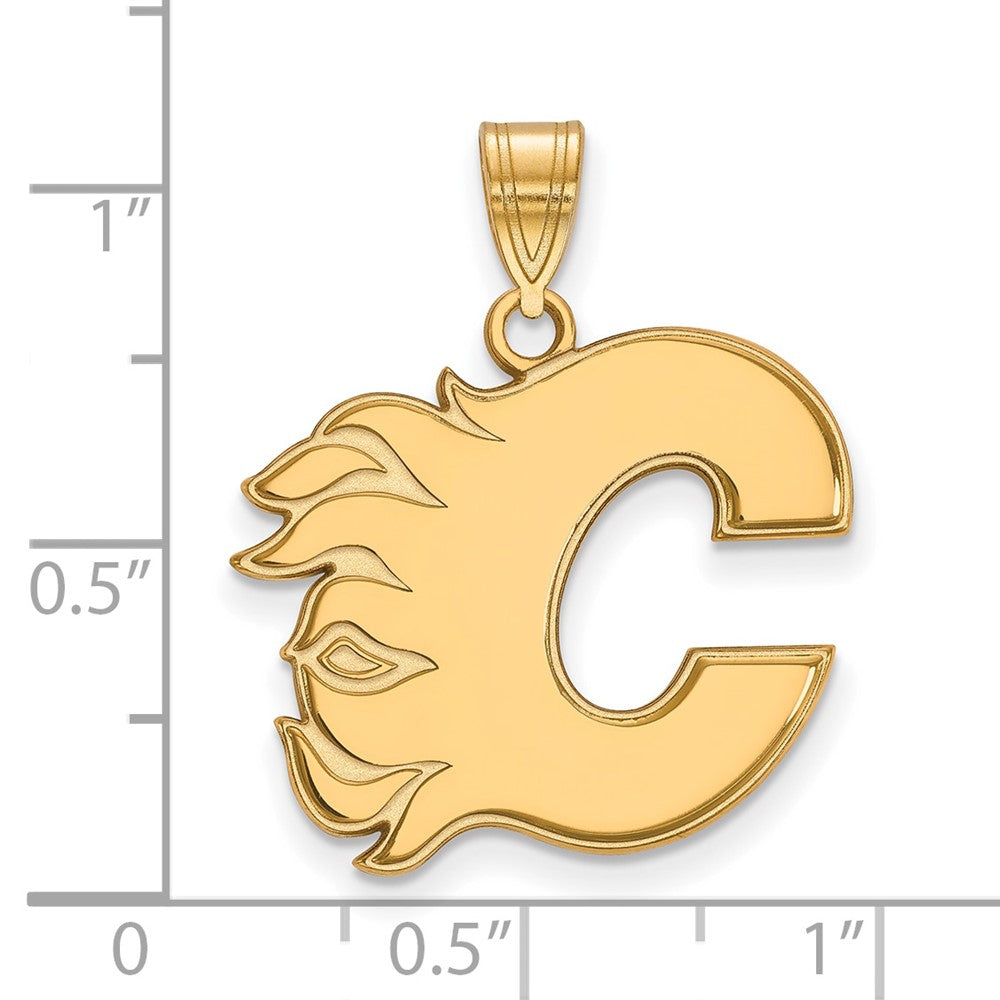 14K Gelbgold Nhl Logoart Calgary Flames Buchstabe C Groß Anhänger