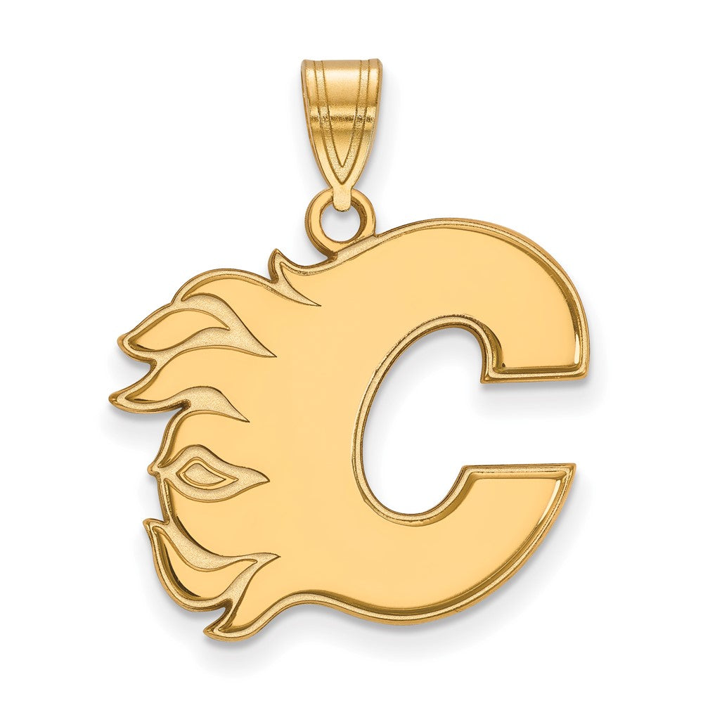 10K Gelbgold Nhl Logoart Calgary Flames Buchstabe C Groß Anhänger