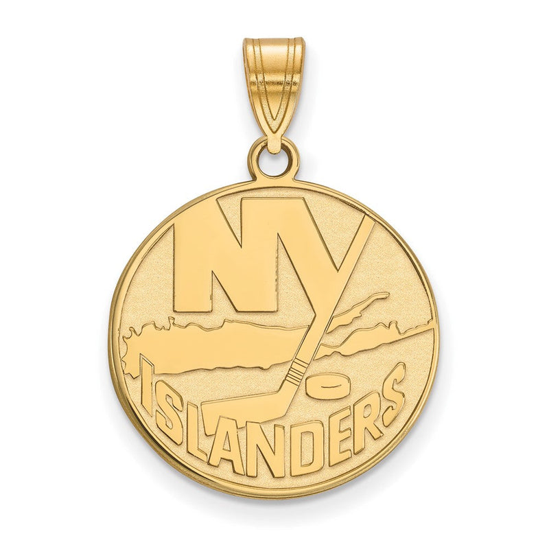 Vergoldet Sterlingsilber Nhl Logoart New York Islanders Groß Anhänger