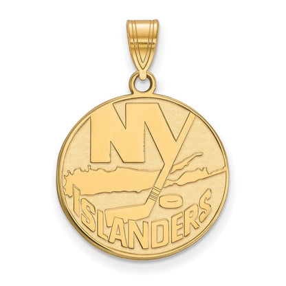 10K Gelbgold Nhl Logoart New York Islanders Groß Anhänger