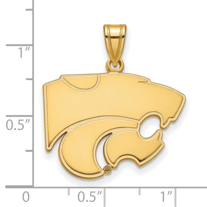 10K Gelbgold Logoart Kansas State University Wildkatze Groß Anhänger