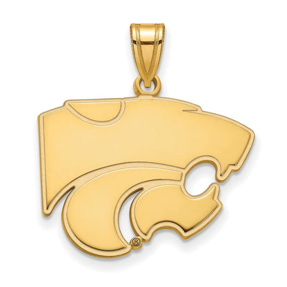 14K Gelbgold Logoart Kansas State University Wildkatze Groß Anhänger