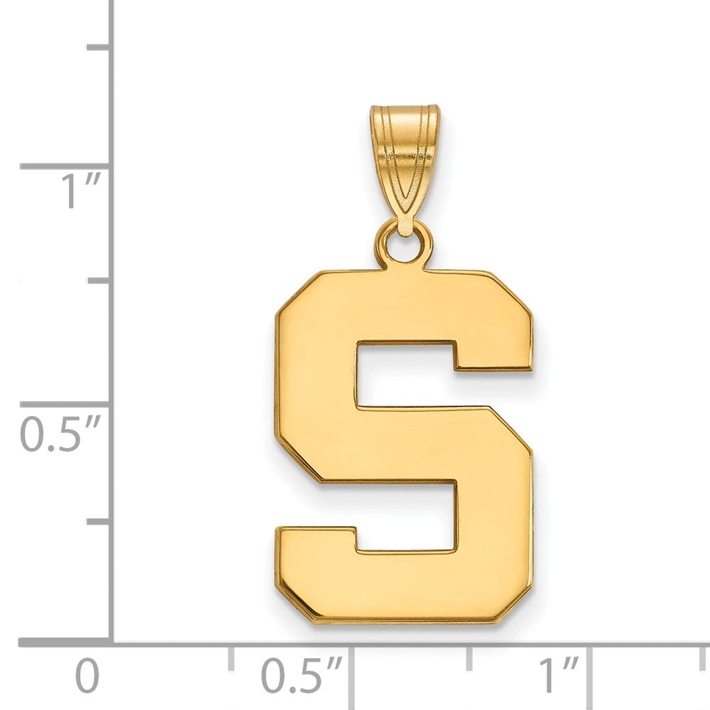 10K Gelbgold Logoart Michigan State University Buchstabe S Groß Anhänger