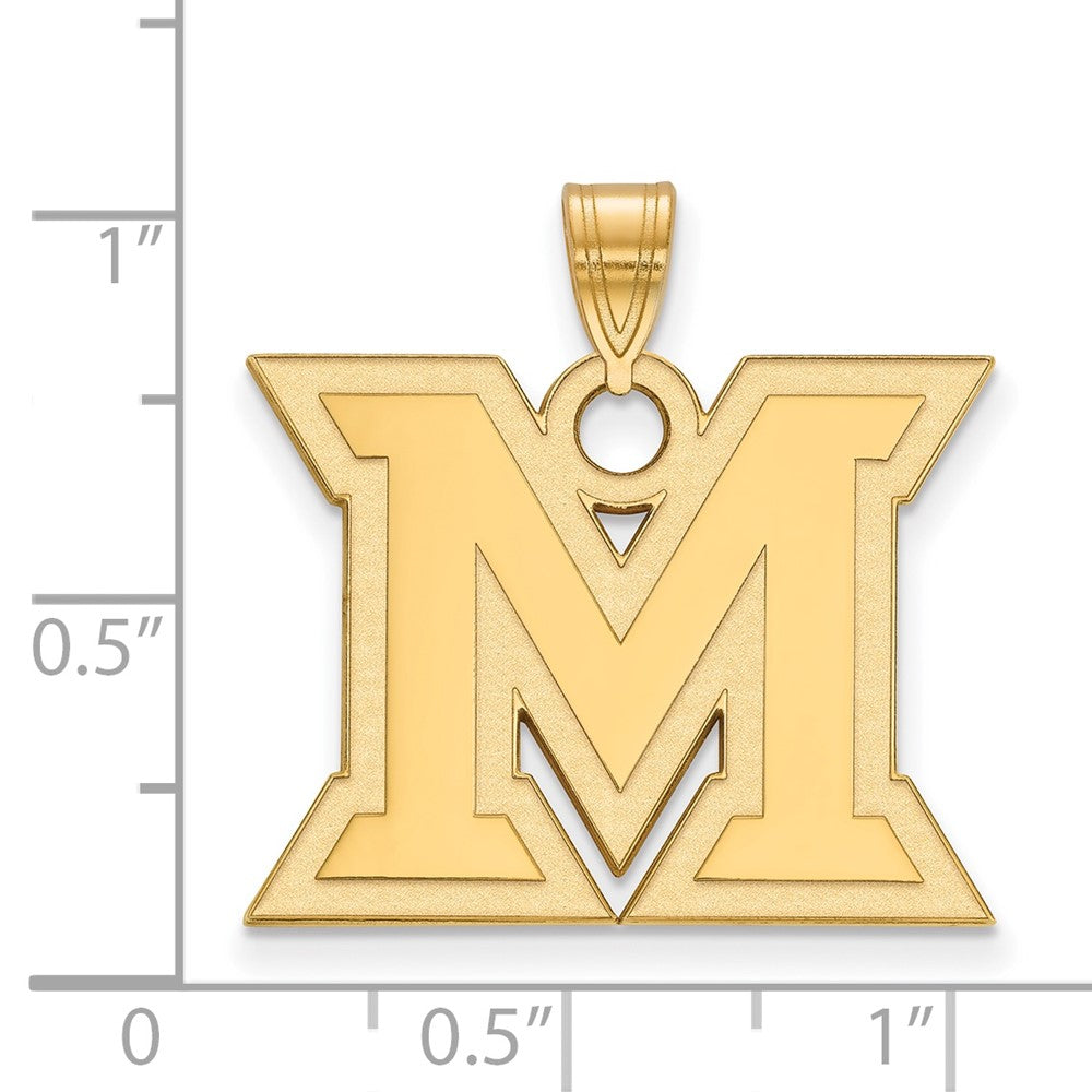 10K Gelbgold Logoart Miami University Ohio Buchstabe M Groß Anhänger