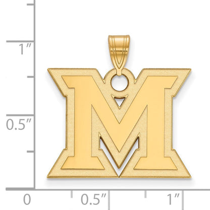 10K Gelbgold Logoart Miami University Ohio Buchstabe M Groß Anhänger