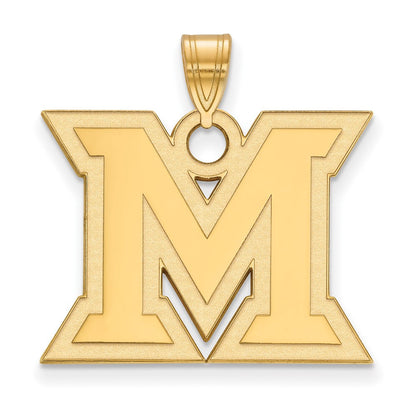 10K Gelbgold Logoart Miami University Ohio Buchstabe M Groß Anhänger