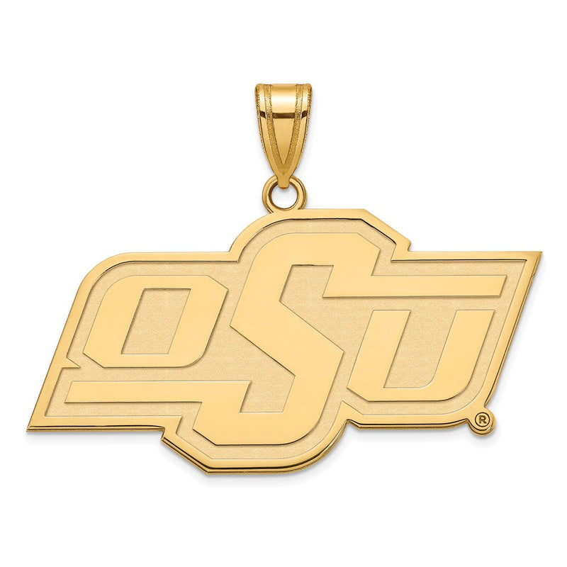 Vergoldet Sterlingsilber Logoart Oklahoma State University O S U Groß Anhänger
