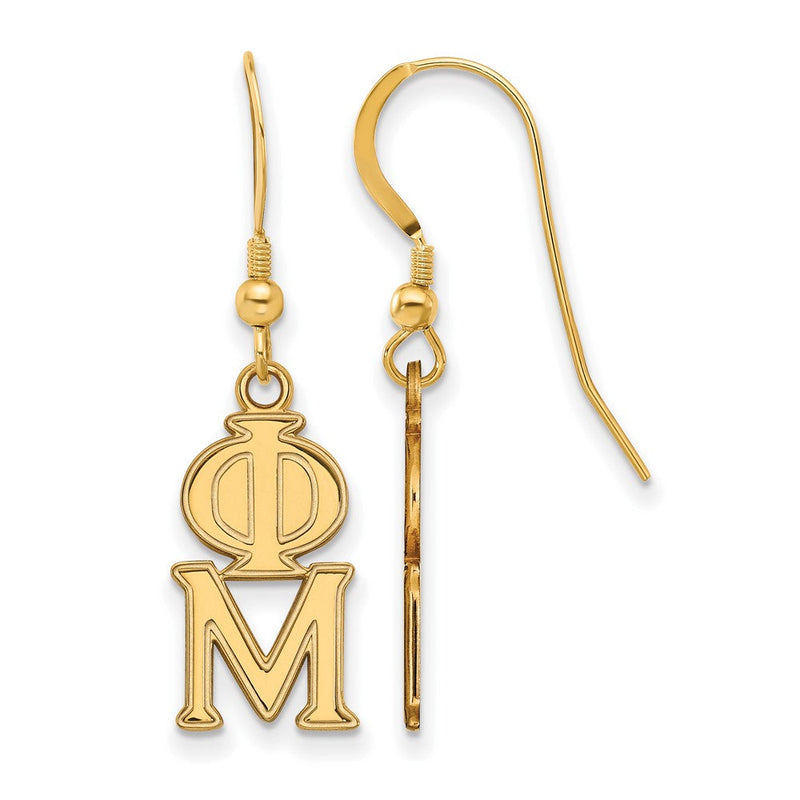 Vergoldet Sterlingsilber Logoart Phi Mu Sorority Greek Buchstaben Klein Ohrhänger