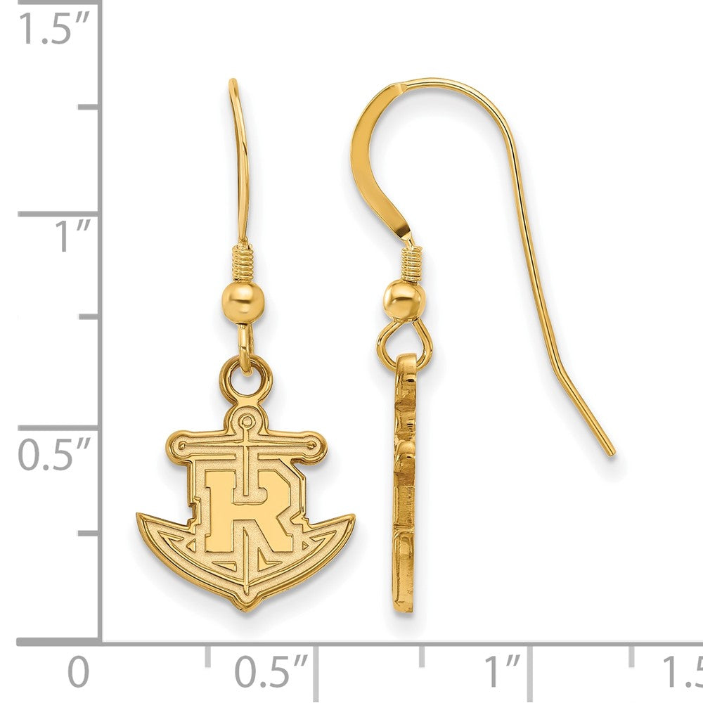 Vergoldet Sterlingsilber Logoart Rollins College Anker Klein Hängend Draht Ohrringe