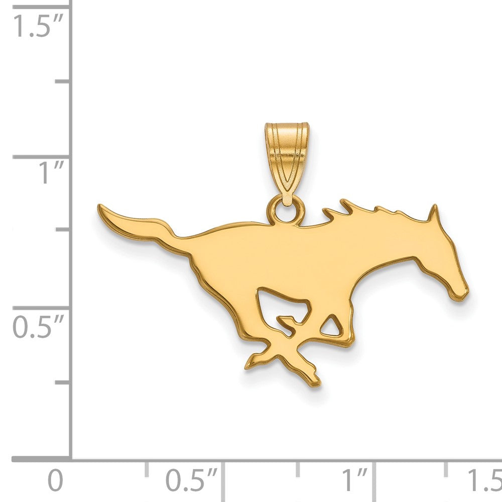 14K Gelbgold Logoart Southern Methodist University Mustang Groß Anhänger