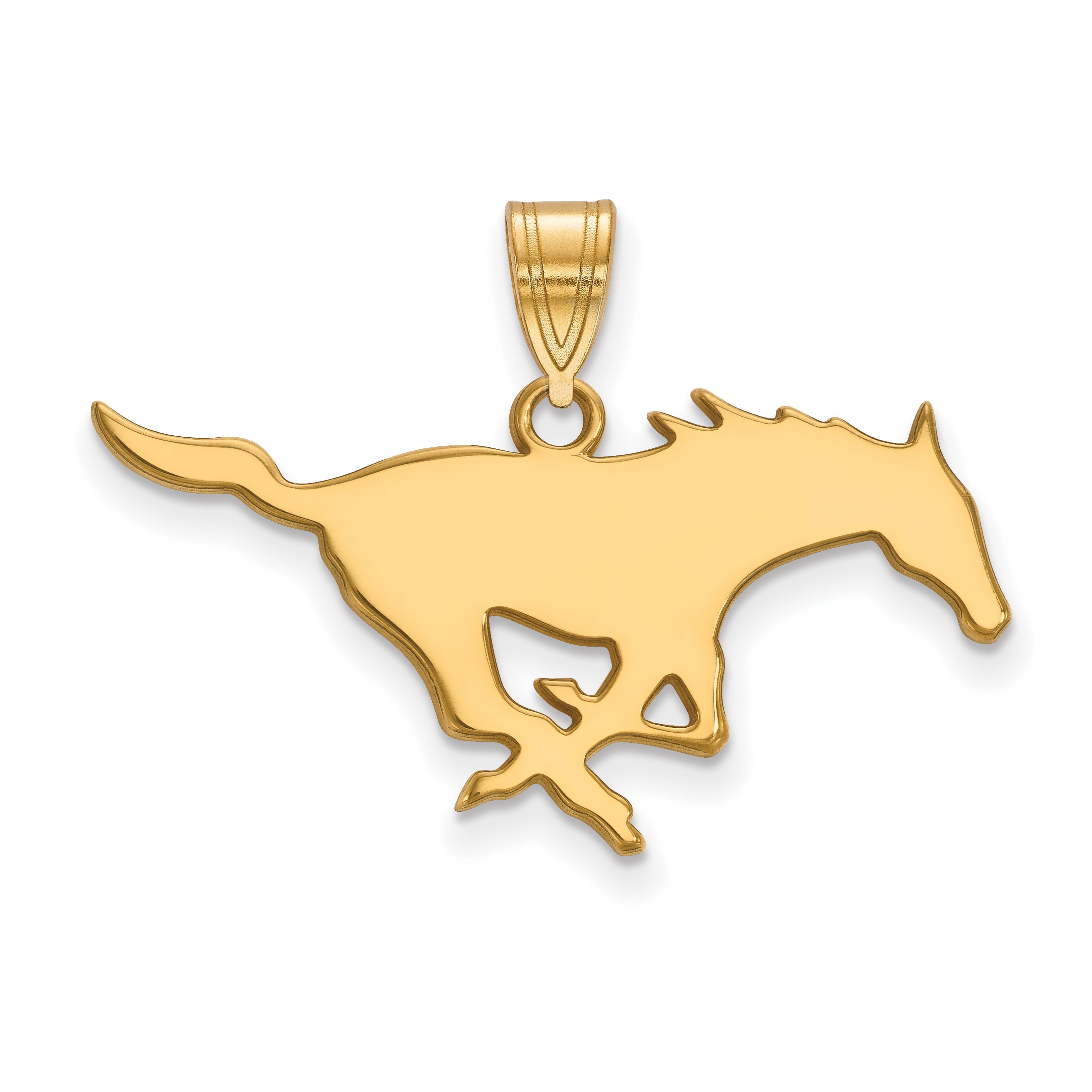 10K Gelbgold Logoart Southern Methodist University Mustang Groß Anhänger