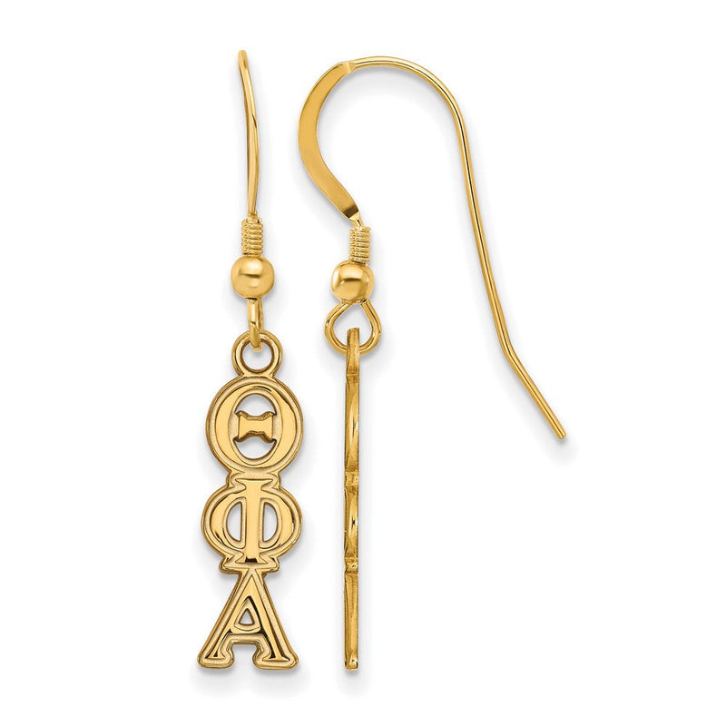Vergoldet Sterlingsilber Logoart Theta Phi Alpha Sorority Greek Buchstaben Klein Ohrhänger