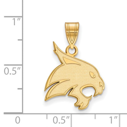 10K Gelbgold Logoart Texas State University Bobcat Groß Anhänger