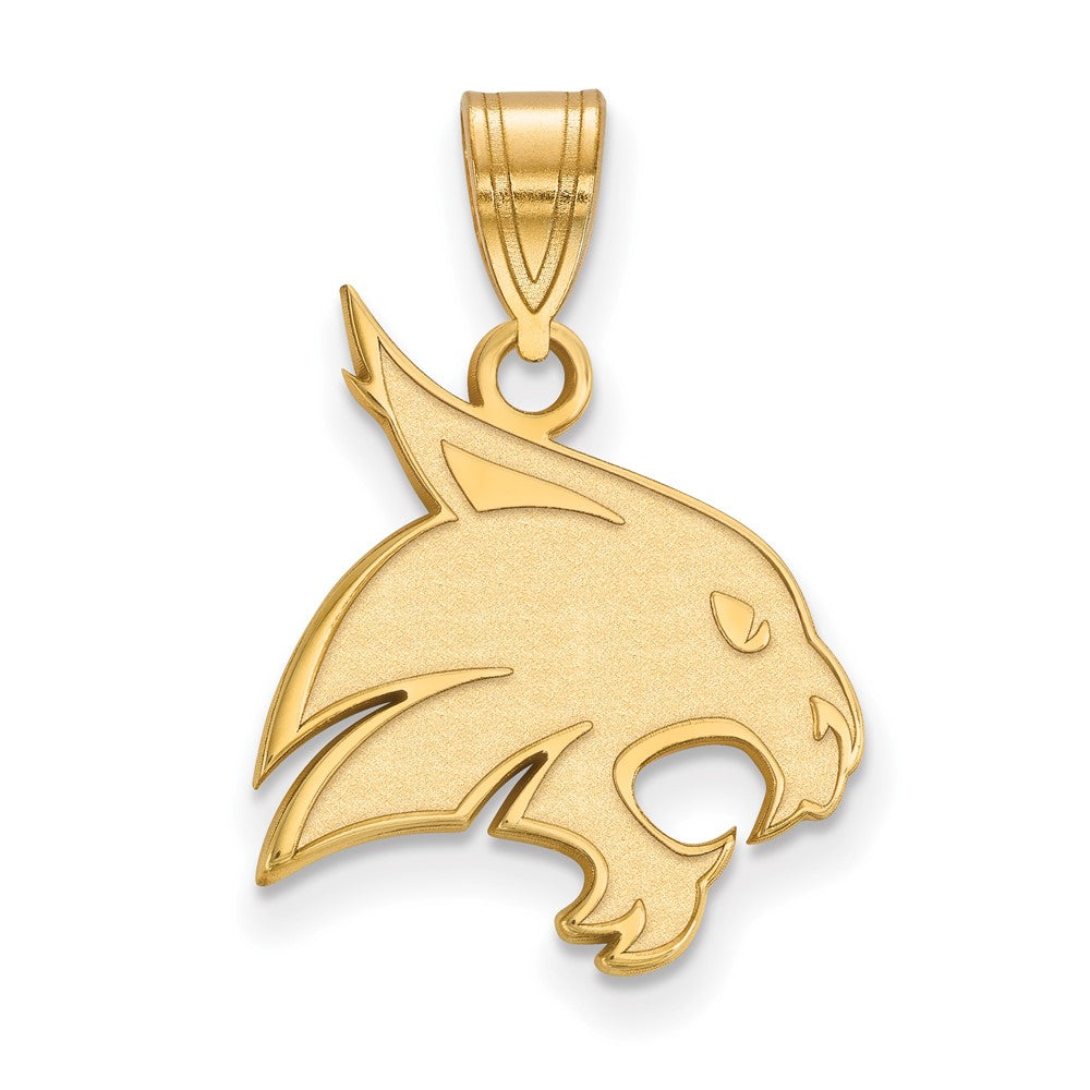 10K Gelbgold Logoart Texas State University Bobcat Groß Anhänger