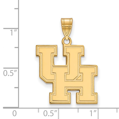 10K Gelbgold Logoart University Of Houston U H Groß Anhänger