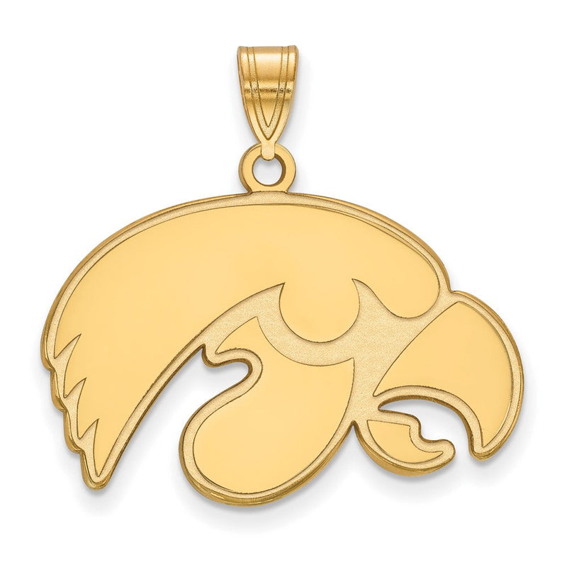 Vergoldet Sterlingsilber Logoart University Of Iowa Hawk Groß Anhänger