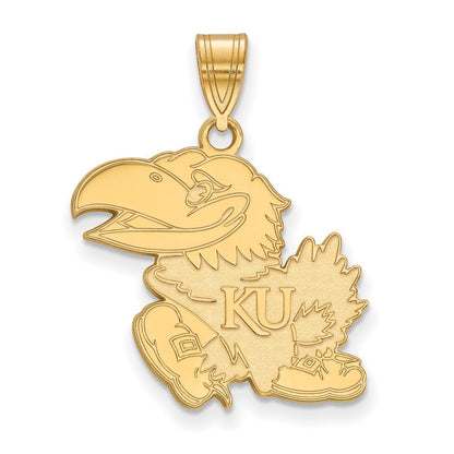 14K Gelbgold Logoart University Of Kansas Jayhawk Groß Anhänger