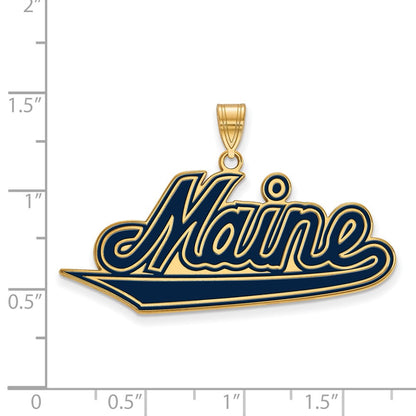 Vergoldet Sterlingsilber Logoart University Of Maine Extra Groß Emailliert Anhänger