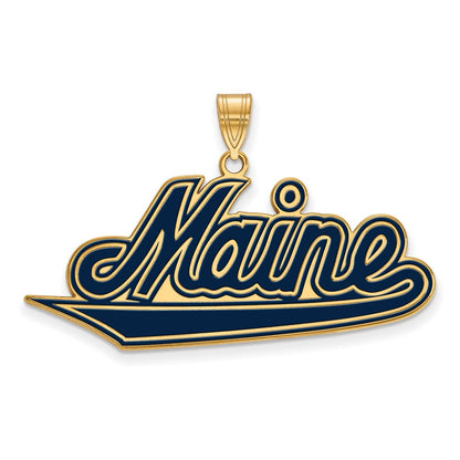 Vergoldet Sterlingsilber Logoart University Of Maine Extra Groß Emailliert Anhänger
