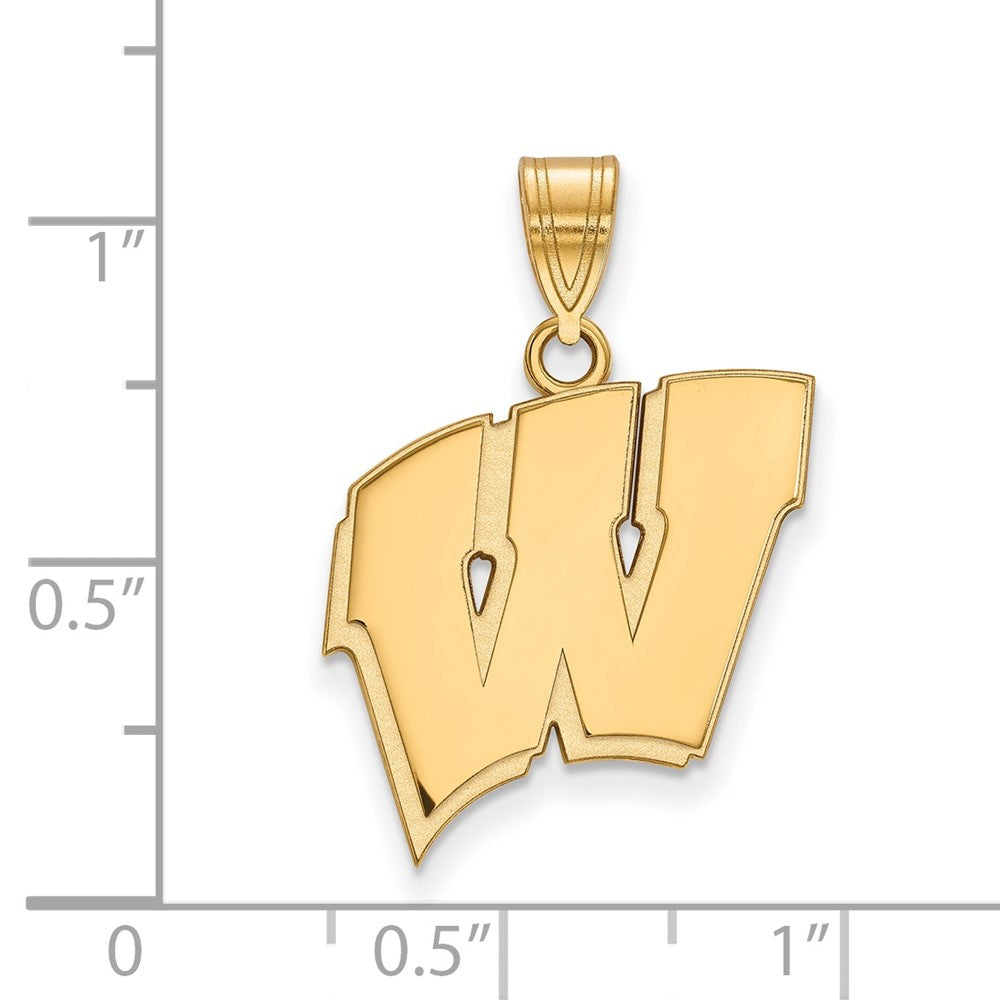 10K Gelbgold Logoart University Of Wisconsin Buchstabe W Groß Anhänger