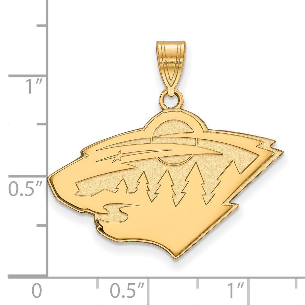 10K Gelbgold Nhl Logoart Minnesota Wild Groß Anhänger