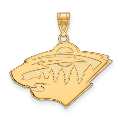 14K Gelbgold Nhl Logoart Minnesota Wild Groß Anhänger