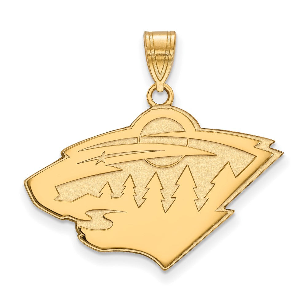 10K Gelbgold Nhl Logoart Minnesota Wild Groß Anhänger