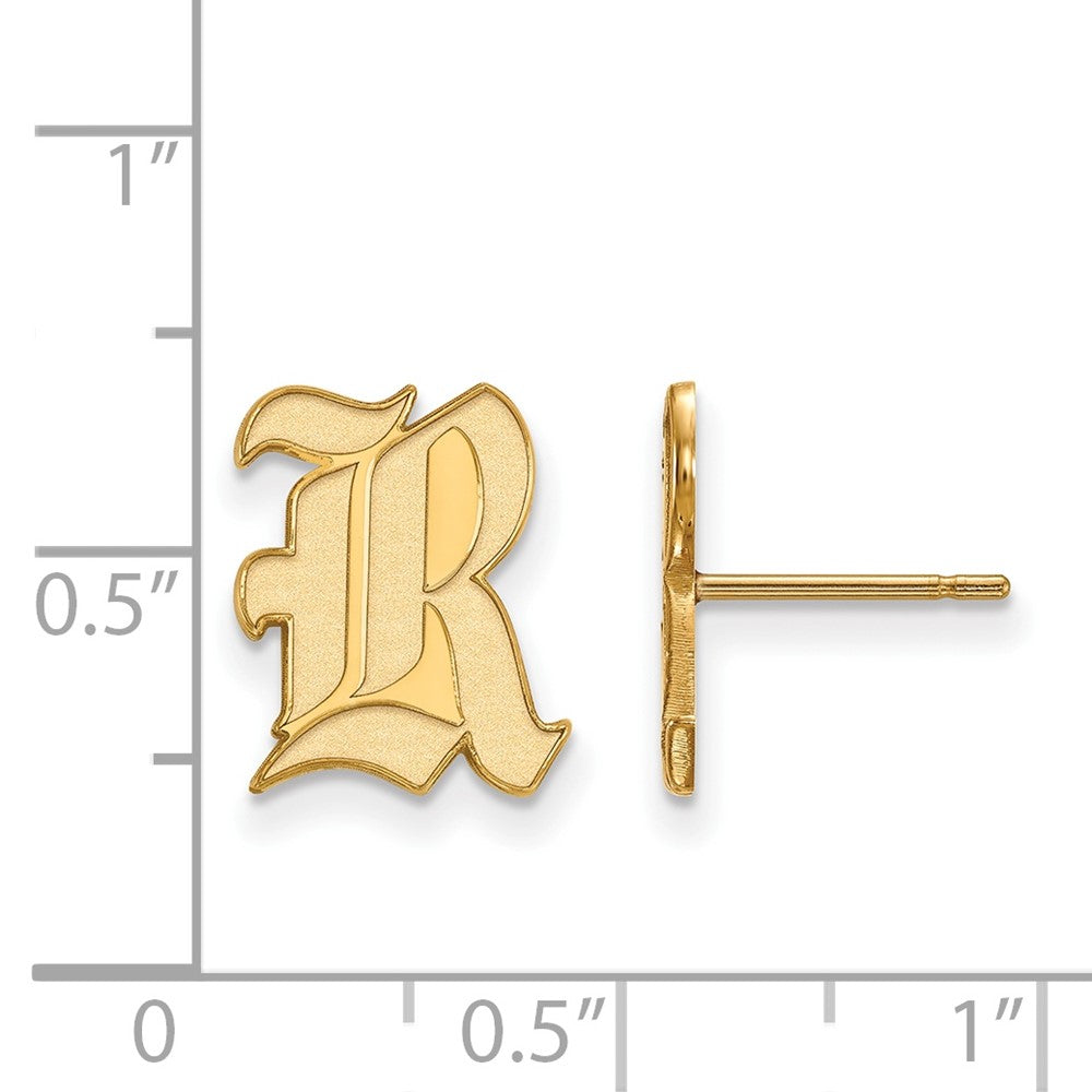 10K Gelbgold Logoart Rice University Buchstabe R Klein Ohrstecker