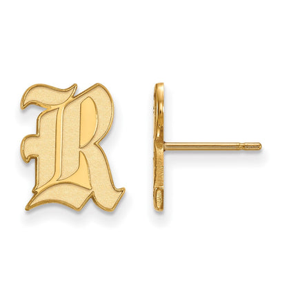 14K Gelbgold Logoart Rice University Buchstabe R Klein Ohrstecker
