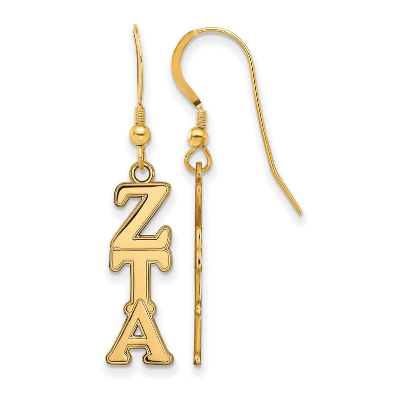 Vergoldet Sterlingsilber Logoart Zeta Tau Alpha Sorority Greek Buchstaben Mittel Ohrhänger