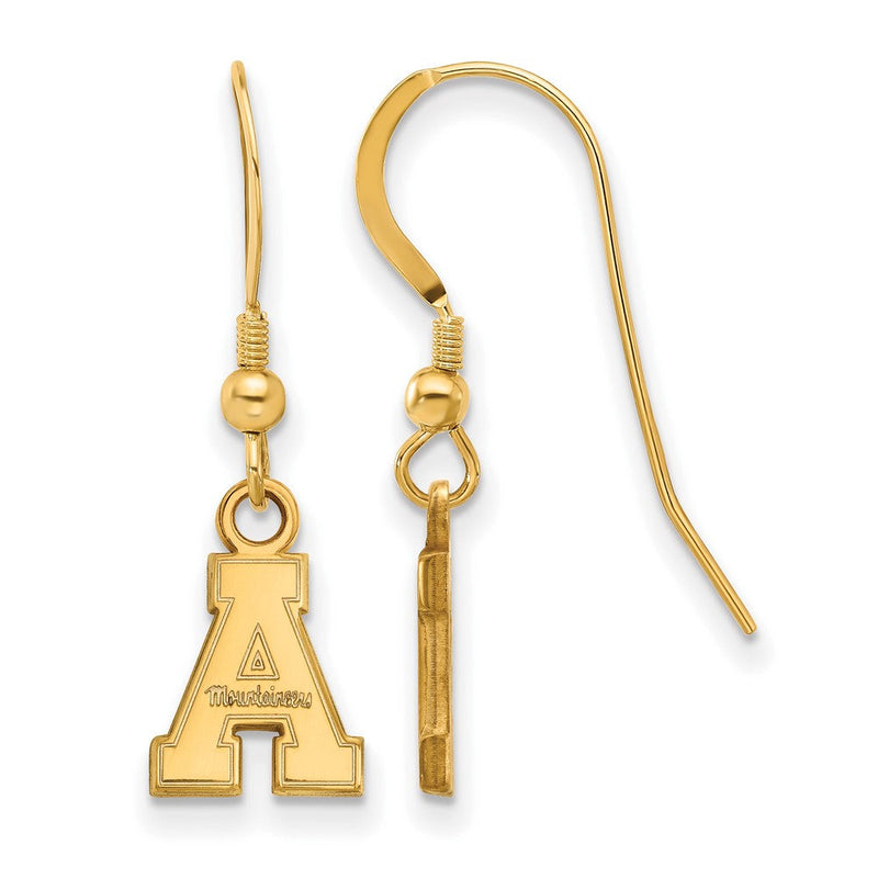 Vergoldet Sterlingsilber Logoart Appalachian State University Extra Klein Hängend Draht Ohrringe