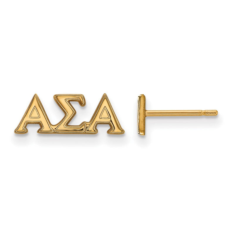 Vergoldet Sterlingsilber Logoart Alpha Sigma Sorority Greek Buchstaben Extra Klein Ohrstecker