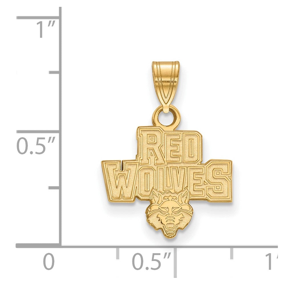 10K Gelbgold Logoart Arkansas State University Rot Wolves Klein Anhänger