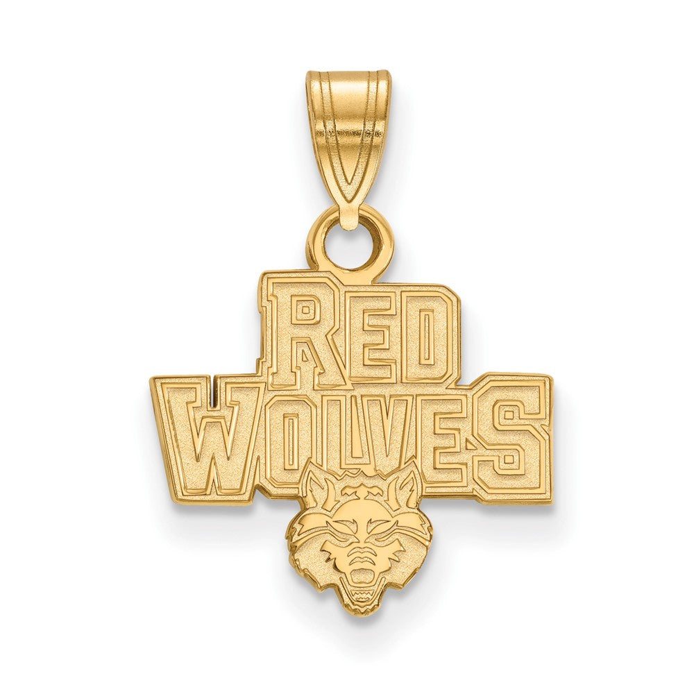 14K Gelbgold Logoart Arkansas State University Rot Wolves Klein Anhänger