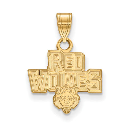 10K Gelbgold Logoart Arkansas State University Rot Wolves Klein Anhänger